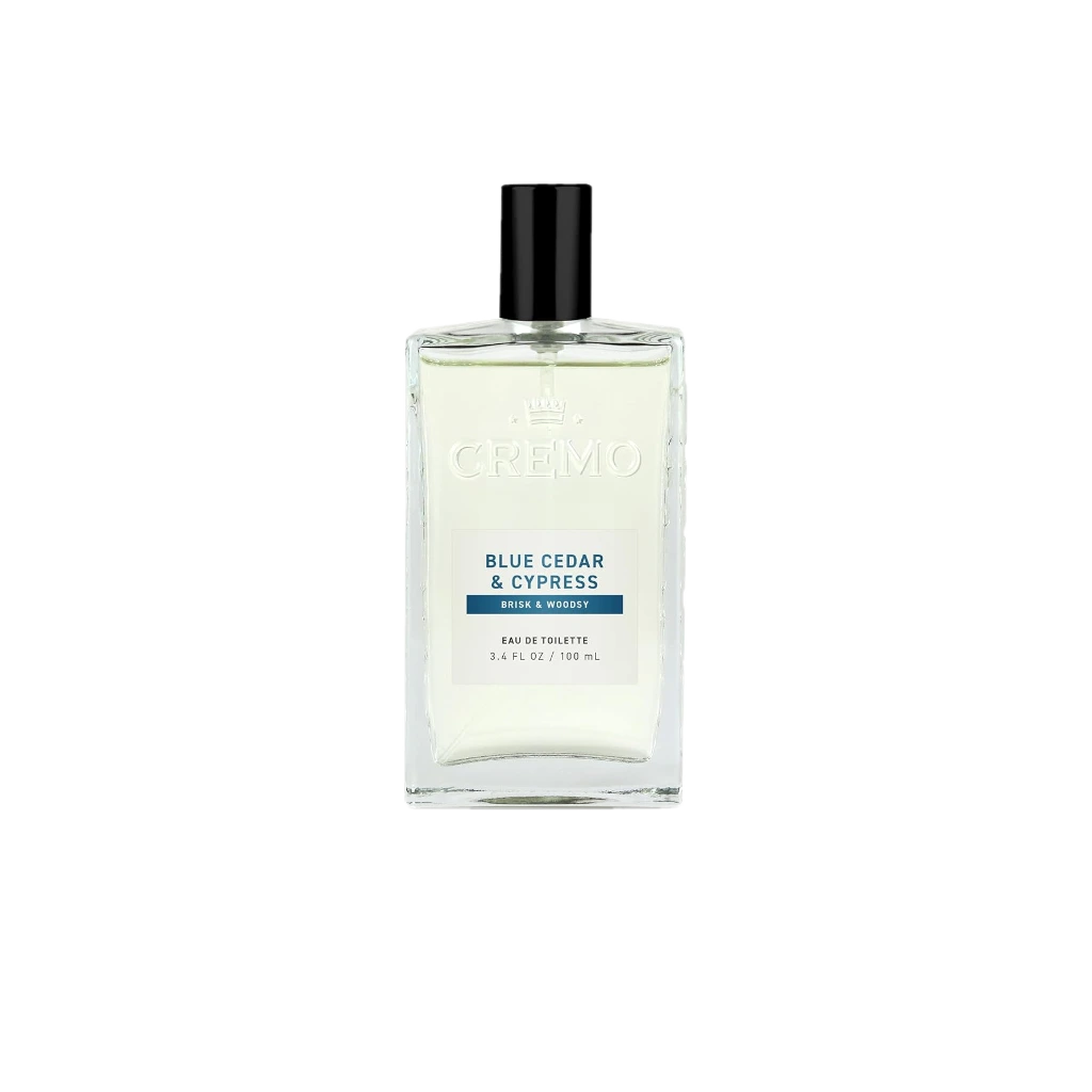 Cremo Cologne For Men - Blue Cedar & Cypress Mens Cologne Spray, A Woodsy Scent with Notes of Lemon Leaf, Cypress and Cedar, Multi-Layered Signature Men's Fragrances, 3.4 Fl Oz