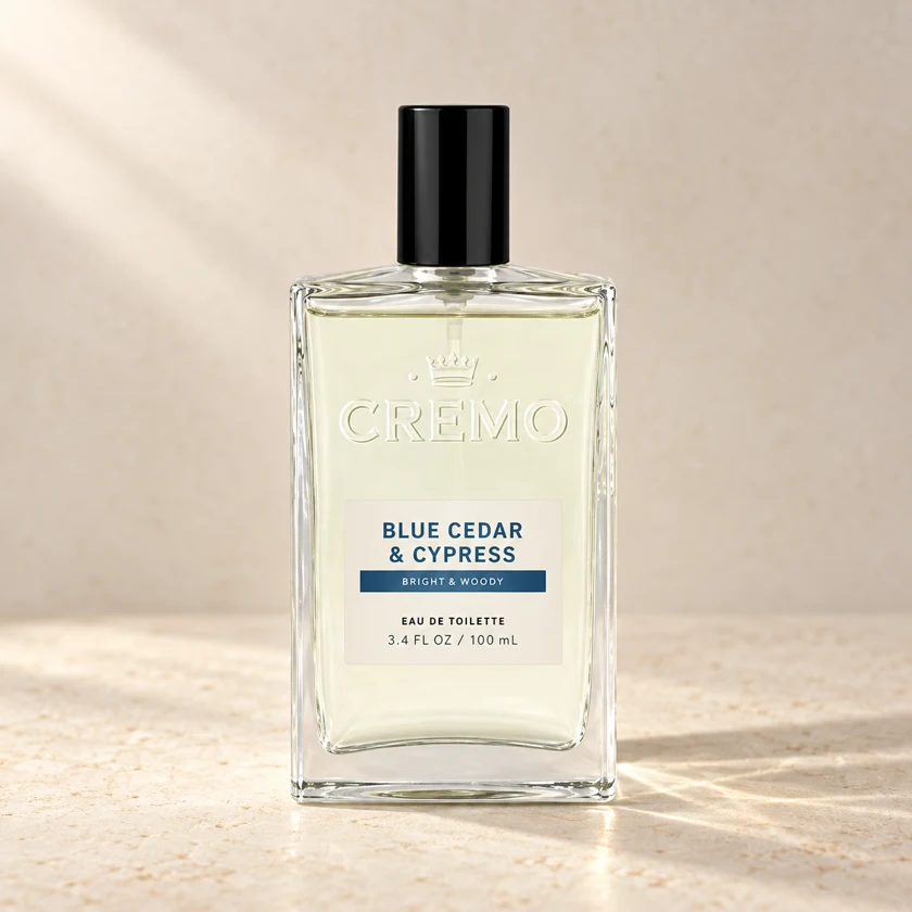 Cremo Blue Cedar & Cypress, eau de toilette, 100 ml perfume bottle