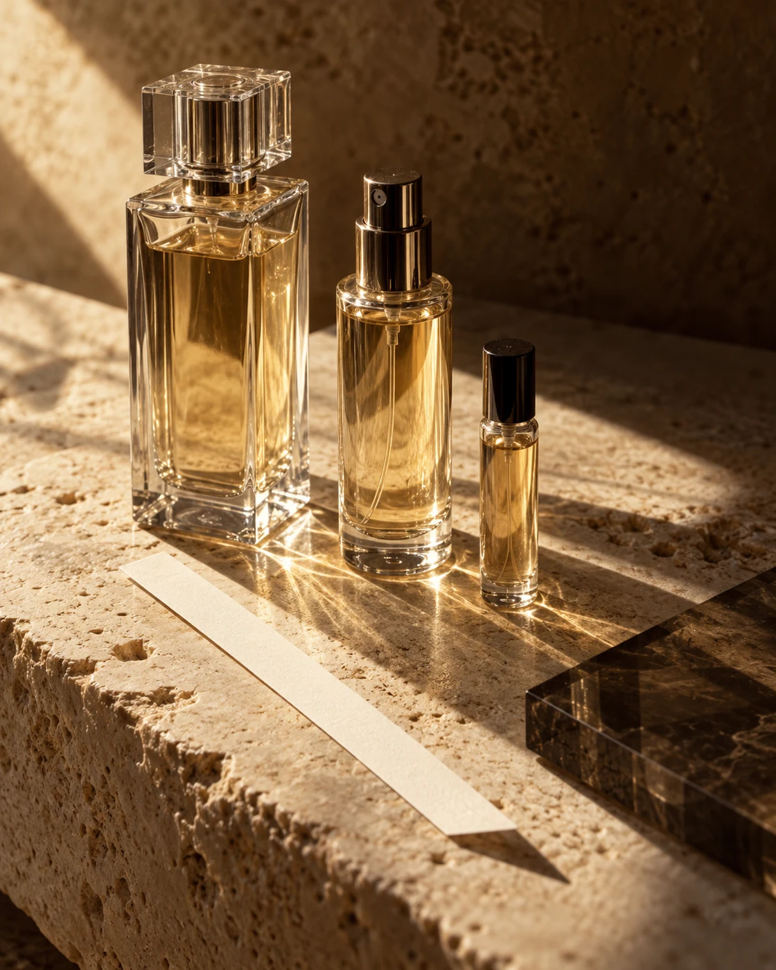 Smart Collection perfumes guide — illustrative perfume samples and a paper scent strip